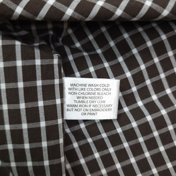 U.S. Polo Assn Checkered Button Down Shirt Medium Brown White - Picture 6 of 8